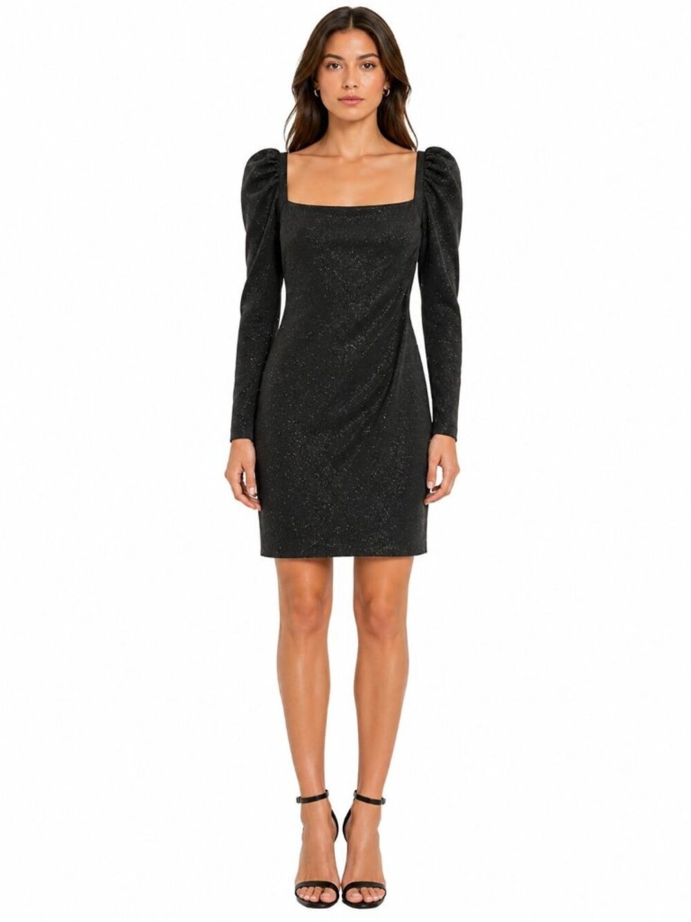 1 State Midnight Rich Black Size Large Garden Rich  Long Sleeve Dress